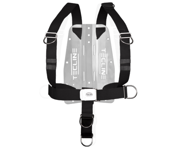 Tecline Harnas DIR + Back plate RVS 3mm (Harde Webbing)