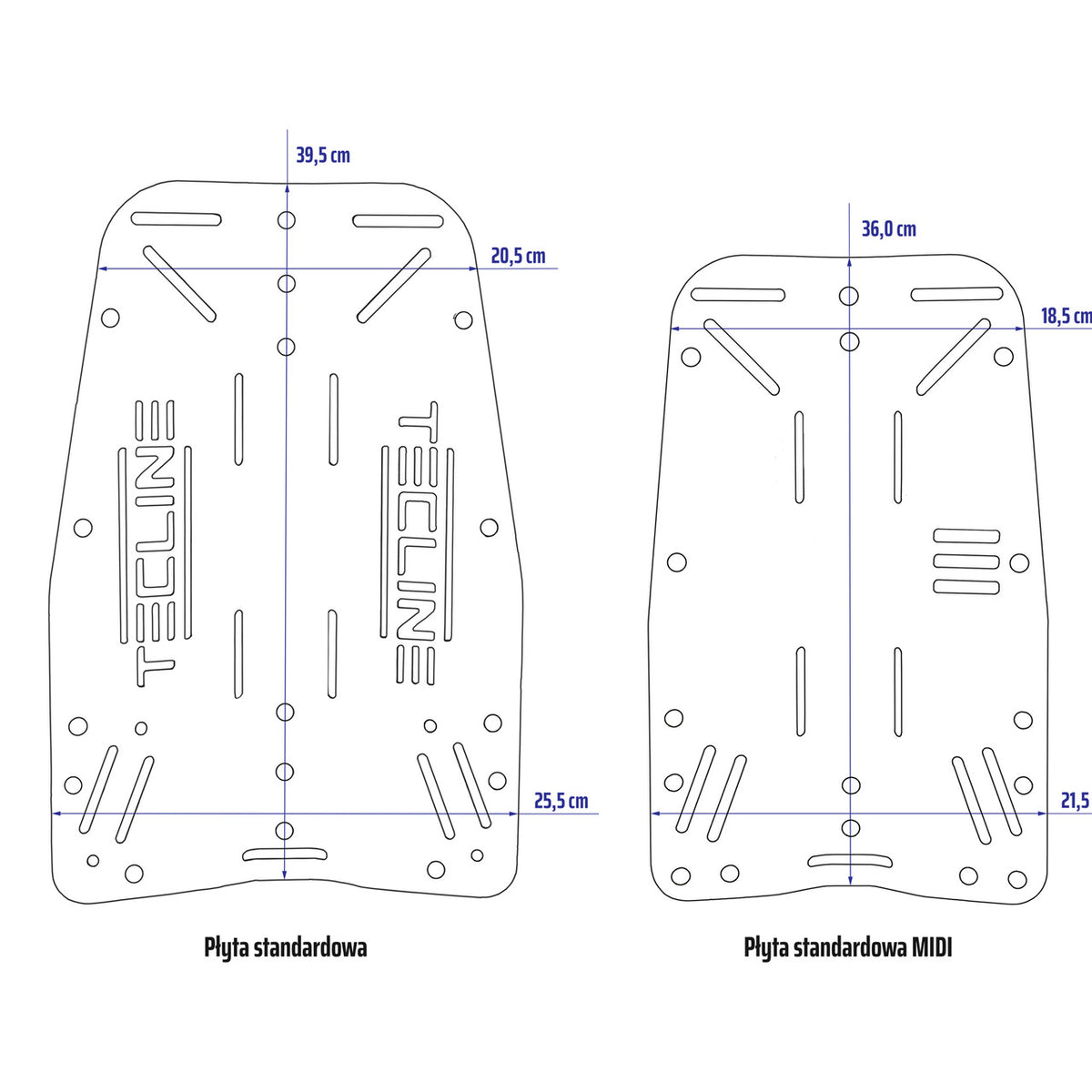 Tecline Back plate RVS 3mm MIDI